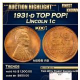 1931-d Lincoln Cent TOP POP! 1c ms66 rb SEGS