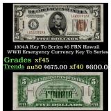 1934A $5 FRN Hawaii WWII Emergency Currency Key To
