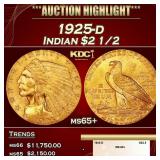 1925-d Gold Indian Quarter Eagle $2 1/2 ms65+ SEGS