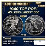 1940 Proof Walking Liberty Half Dollar TOP POP! 50