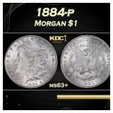1884-p Morgan Dollar $1 Grades ms63+