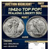 1942-d Walking Liberty Half Dollar TOP POP! 50c ms