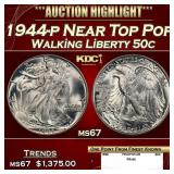 1944-p Walking Liberty Half Dollar Near Top Pop 50