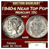 1940-s Mercury Dime Near Top Pop! 10c ms68 SEGS