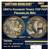1957-d Franklin Half Dollar Rainbow Toned TOP POP!
