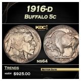 1916-d Buffalo Nickel 5c Grades ms64