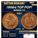 1908-s Indian Cent TOP POP! 1c ms66+ rb SEGS