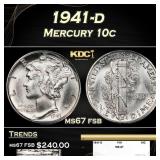 1941-d Mercury Dime 10c ms67 fsb SEGS