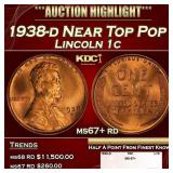 1938-d Lincoln Cent Near Top Pop 1c ms67+ rd SEGS
