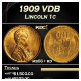1909 VDB Lincoln Cent 1c ms66+ rd SEGS