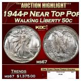 1944-p Walking Liberty Half Dollar Near Top Pop 50