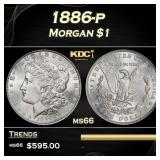 1886-p Morgan Dollar $1 Grades ms66
