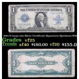 1923 $1 large size Silver Certificate Grades vf+ S