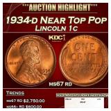 1934-d Lincoln Cent Near Top Pop 1c ms67 rd SEGS