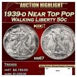 1939-d Walking Liberty Half Dollar Near Top Pop 50