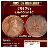 1917-d Lincoln Cent 1c ms65+ rb SEGS
