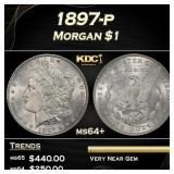 1897-p Morgan Dollar $1 Grades ms64+