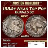 1934-p Buffalo Nickel Near Top Pop 5c ms66+ SEGS