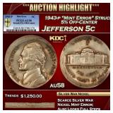 PCGS 1943-p *Mint Error* Struck 5% Off-Center Jeff