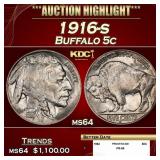 1916-s Buffalo Nickel 5c ms64 SEGS