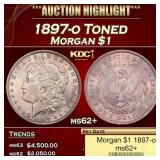 1897-o Morgan Dollar Toned $1 ms62+ USCG