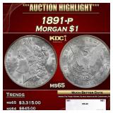 1891-p Morgan Dollar $1 Grades ms65 SEGS