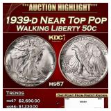 1939-d Walking Liberty Half Dollar Near Top Pop 50
