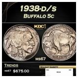 1938-d/s Buffalo Nickel 5c ms67 SEGS