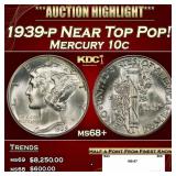1939-p Mercury Dime Near Top Pop! 10c ms68+ SEGS