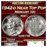 1942-d Mercury Dime Near Top Pop! 10c ms68 FSB SEG