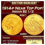 1914-p Gold Indian Quarter Eagle Near Top Pop! $2