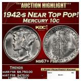 1942-s Mercury Dime Near Top Pop! 10c ms67+ fsb SE