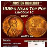 1939-d Lincoln Cent Near Top Pop 1c ms67+ rd SEGS