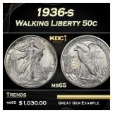 1936-s Walking Liberty Half Dollar 50c Grades ms65
