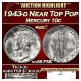 1943-d Mercury Dime Near Top Pop! 10c ms68 FSB SEG