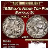 1938-d/d Buffalo Nickel Near Top Pop 5c ms67+ SEGS
