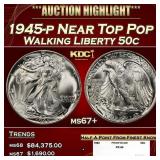 1945-p Walking Liberty Half Dollar Near Top Pop 50