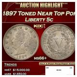 1897 Liberty Nickel Toned Near Top Pop 5c ms66+ SE