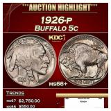 1926-p Buffalo Nickel 5c ms66+ SEGS