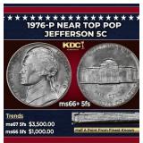 1976-p Jefferson Nickel Near Top Pop 5c ms66+ 5fs