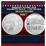 Snoopy Flying Ace Peanuts Style - 1 oz Silver Roun