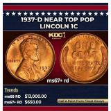 1937-d Lincoln Cent Near Top Pop 1c ms67+ rd SEGS