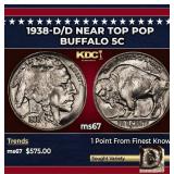 1938-d/d Buffalo Nickel Near Top Pop 5c ms67 SEGS