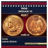 1908 Indian Cent . 1c Grades ms65 rd