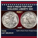 1940-s Walking Liberty Half Dollar Near Top Pop 50