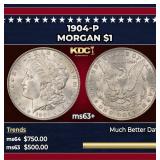 1904-p Morgan Dollar $1 Grades ms63+