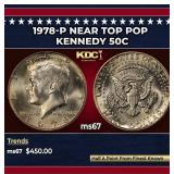1978-p Kennedy Half Dollar Near Top Pop 50c ms67 S
