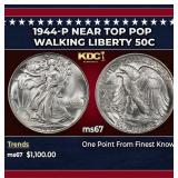 1944-p Walking Liberty Half Dollar Near Top Pop 50