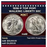 1936-p Walking Liberty Half Dollar TOP POP! 50c ms