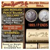 SEARS 20 Coin Mixed Morgan/Peace Dollar Roll Circ